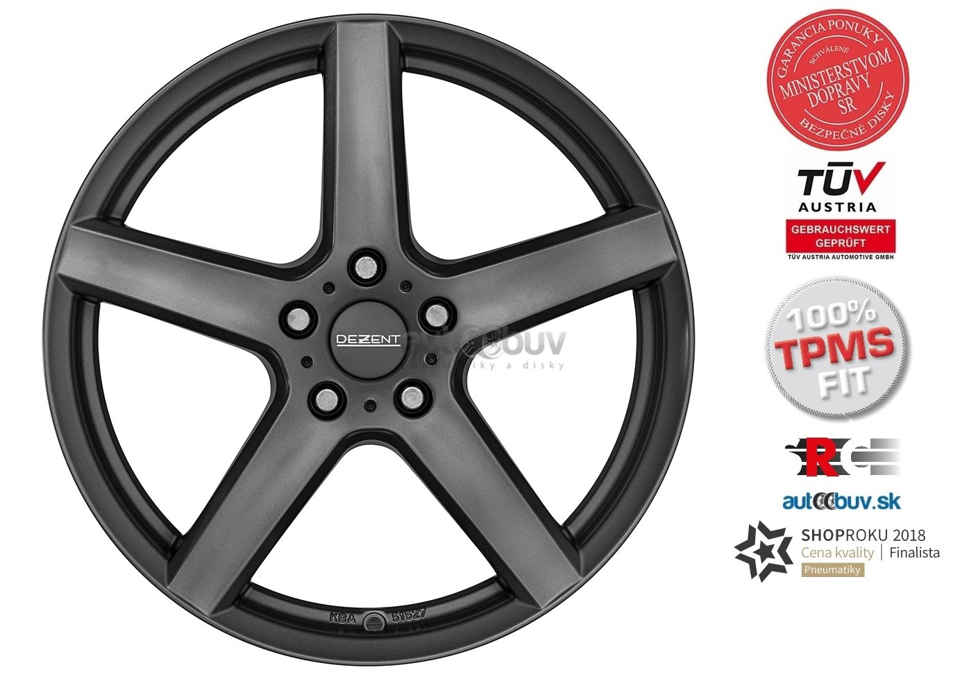 DEZENT TY graphite 6.00x15 4x100.00 ET48